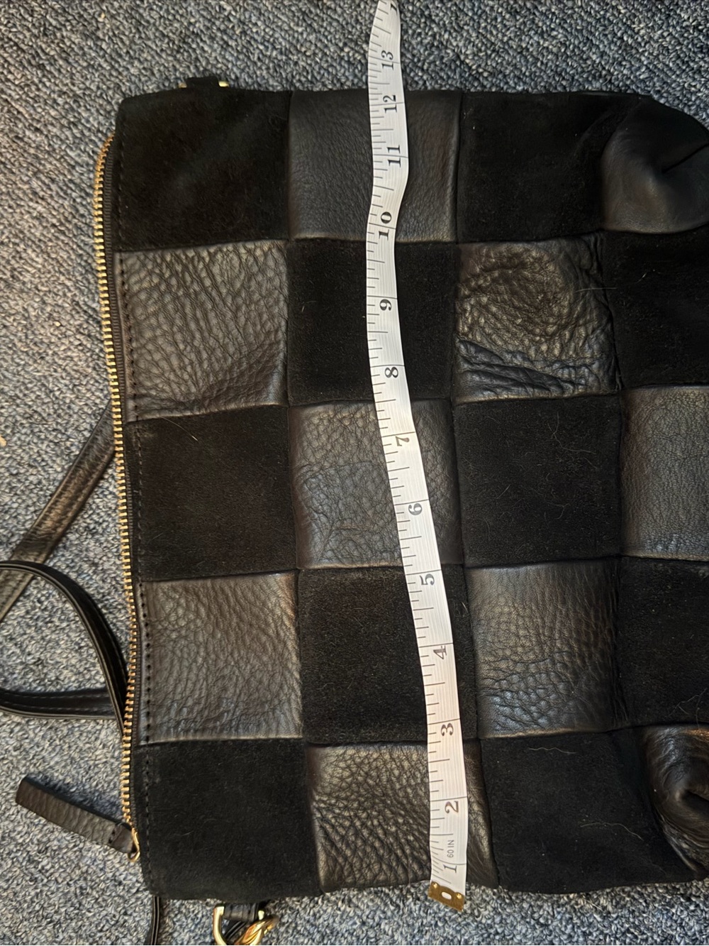 Handmade Black Patchwork Crossbody Bag - Picture 3 of 5
